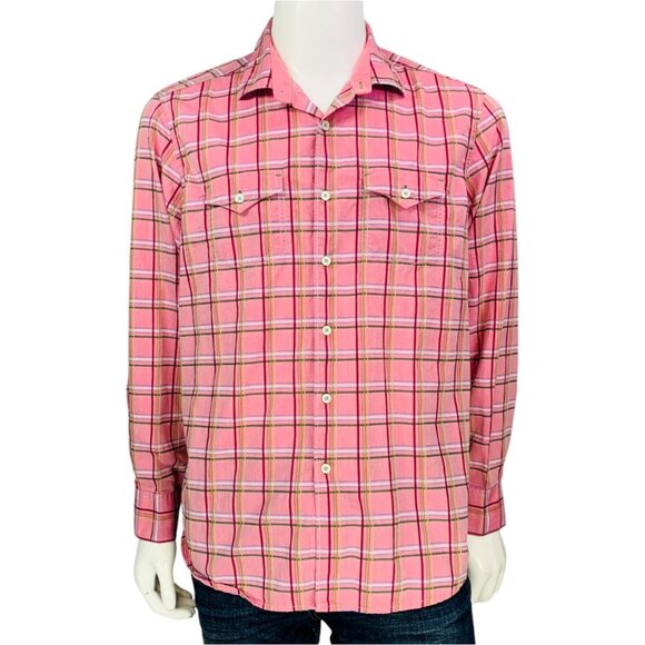 Tommy Bahama Jeans Mens Shirt Island Modern Fit Pink Plaid Long Sleeve Size L - Picture 2 of 15